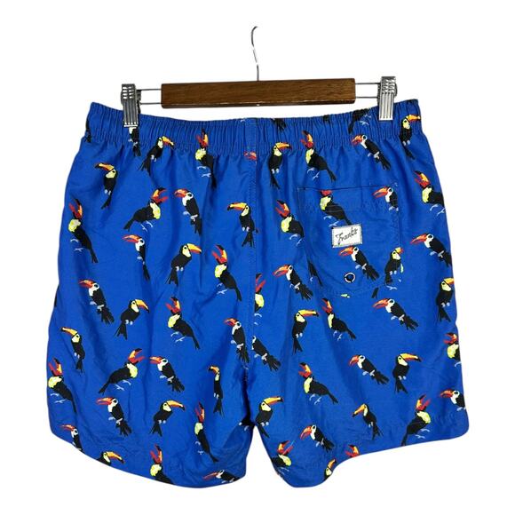 Franks Australia Mens size XL Toucan Print Swim Trunks Swim Suit Shorts Blue - Picture 2 of 5